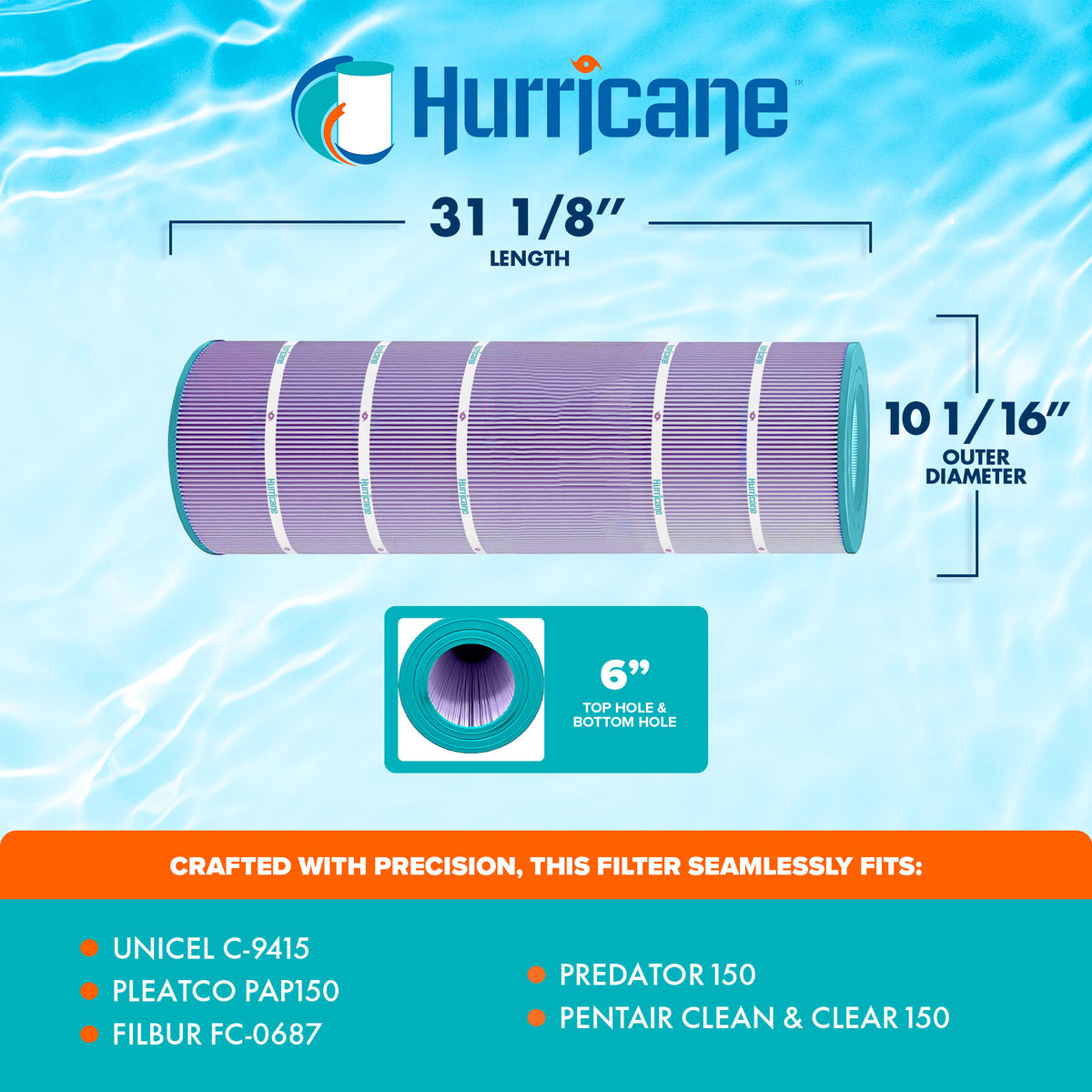 Hurricane Filters HF9415-01P Purple Spa Filter Cartridge Replacement (Open Box)