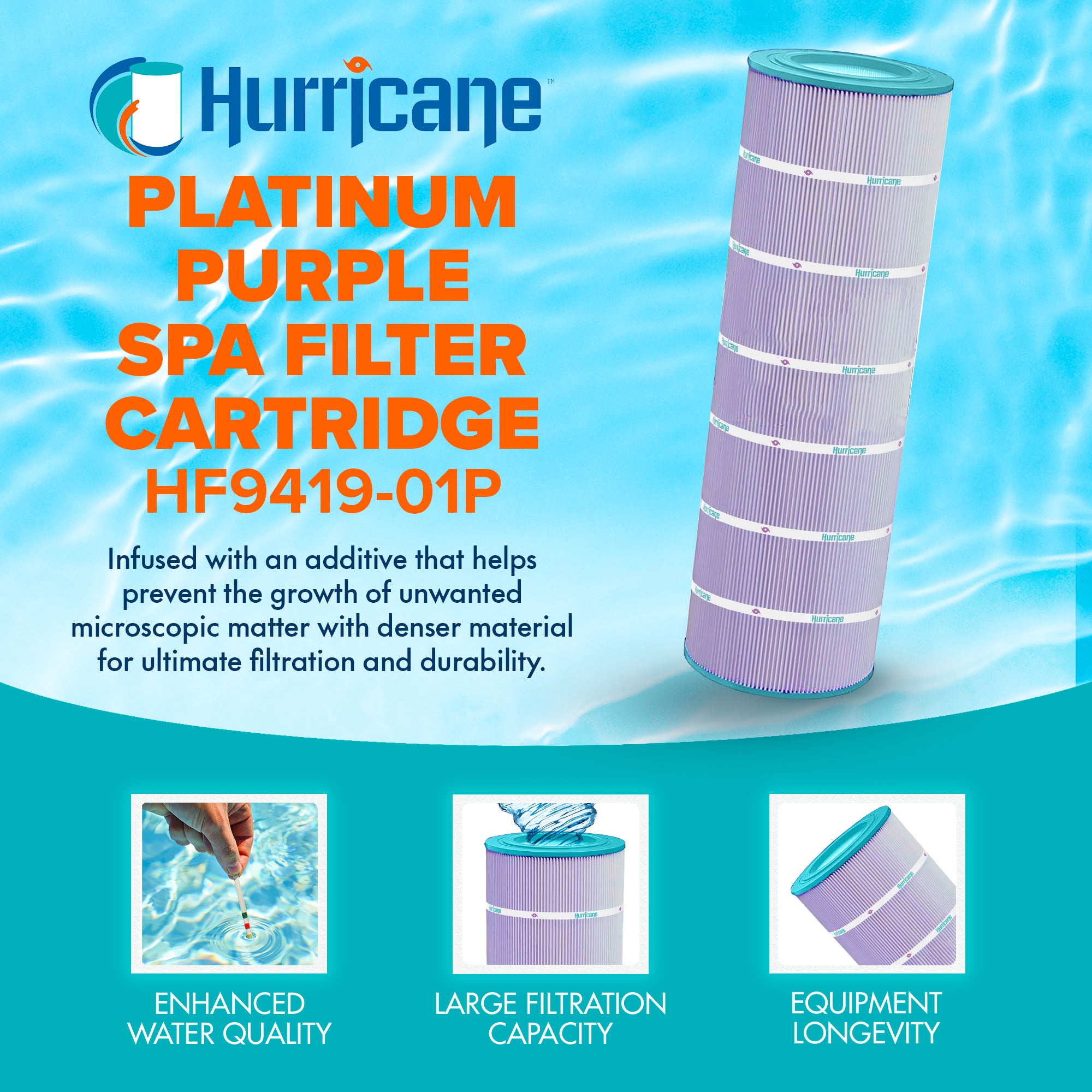 Hurricane Filters Platinum Purple Spa Filter Cartridge Replacement (Open Box) - VMInnovations