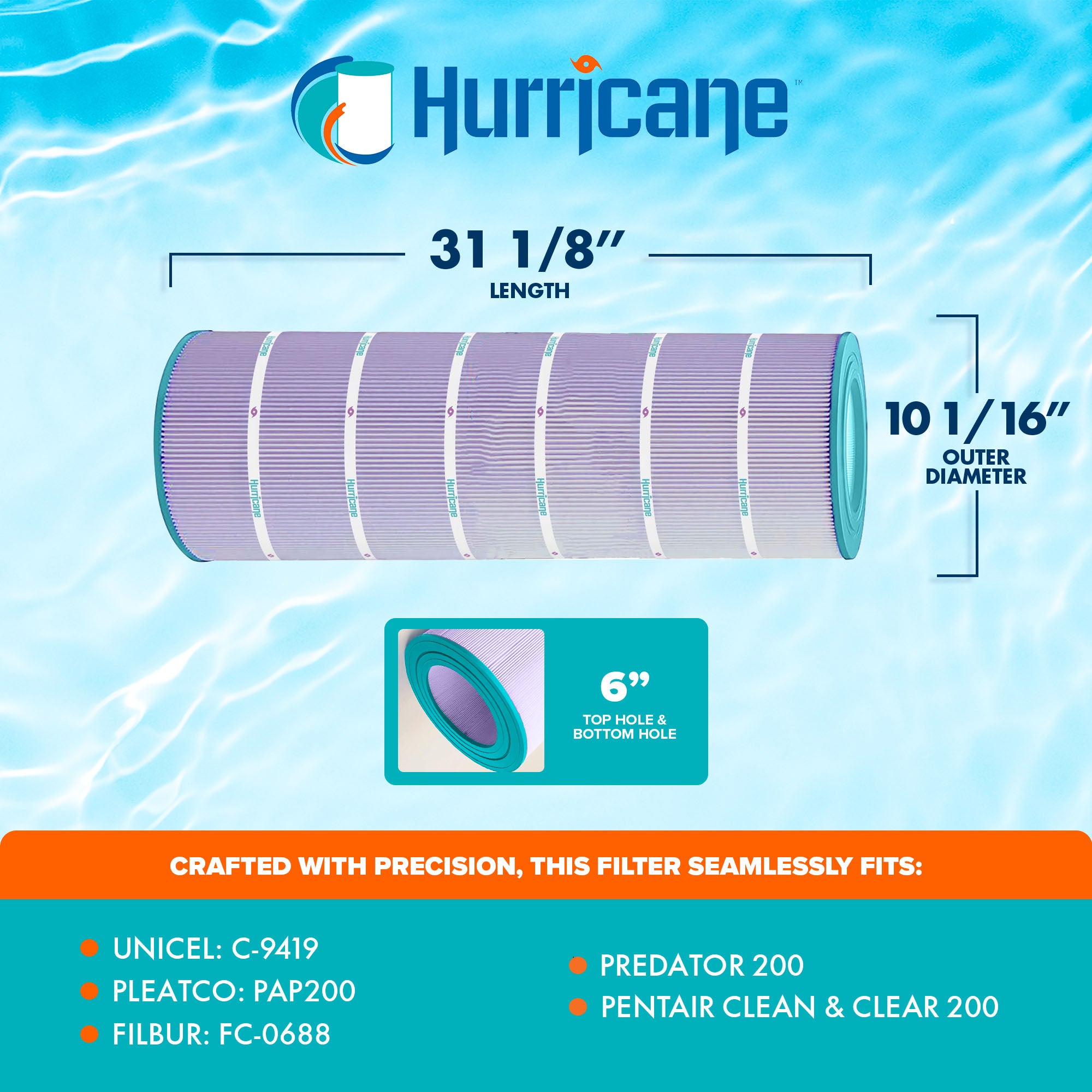 Hurricane Filters Platinum Purple Spa Filter Cartridge Replacement (Open Box) - VMInnovations