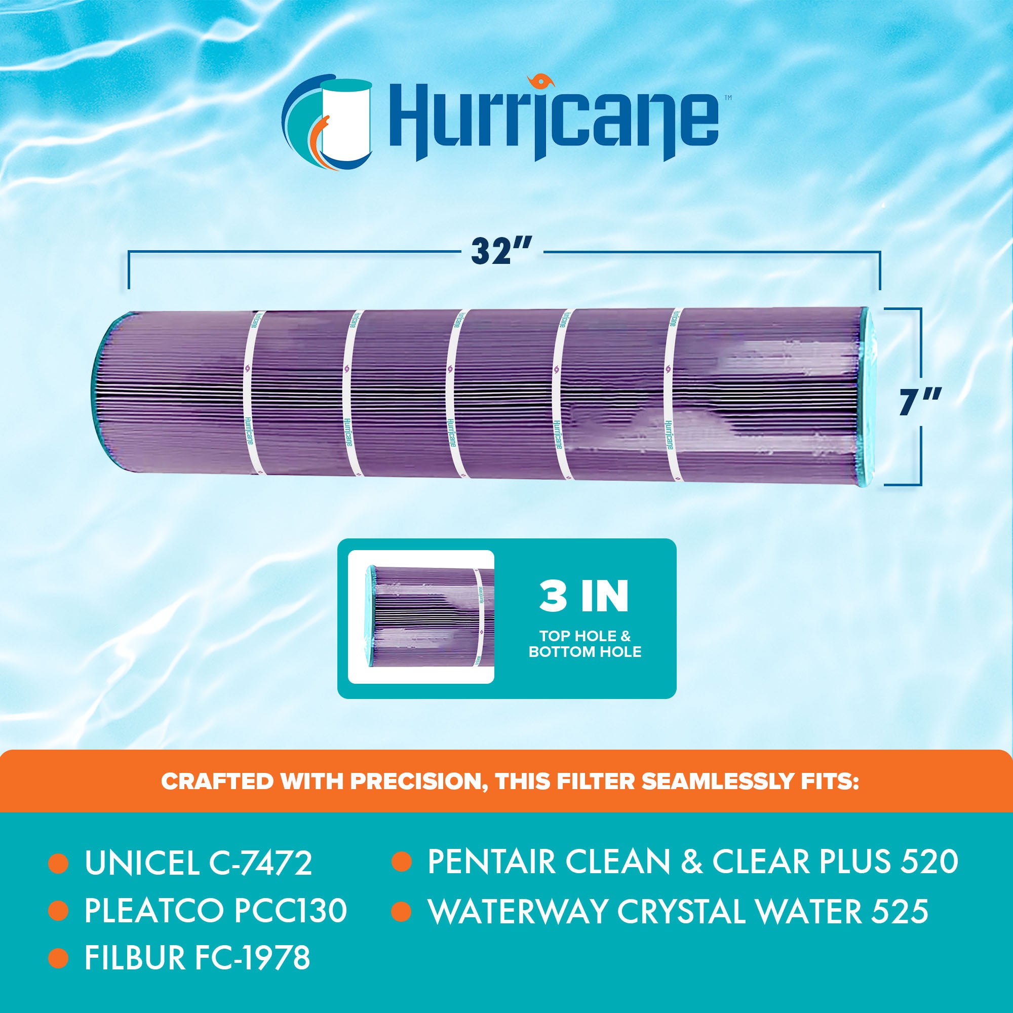 Hurricane 8 Pack HF7472-04P Platinum Purple Pool Filter Cartridge Replacement