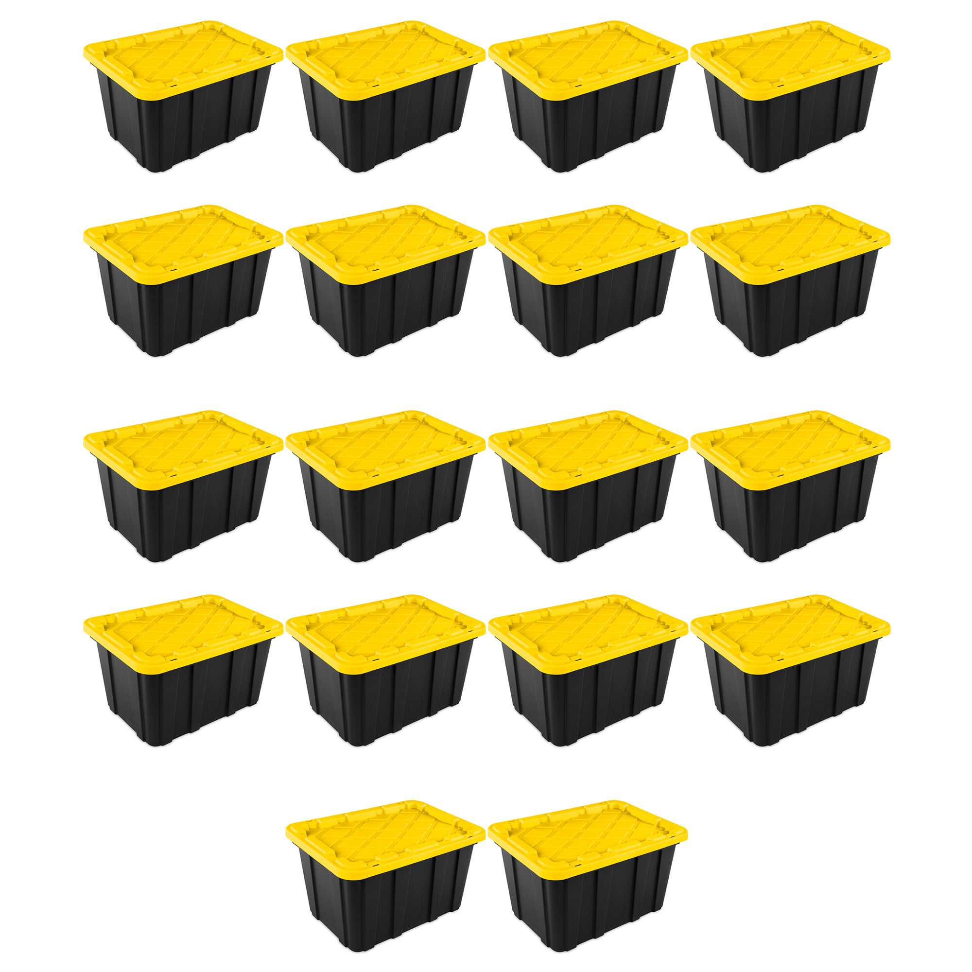 Sterilite 27 Gallon Industrial Stackable Storage Tote Lidded Containers, 18 Pack