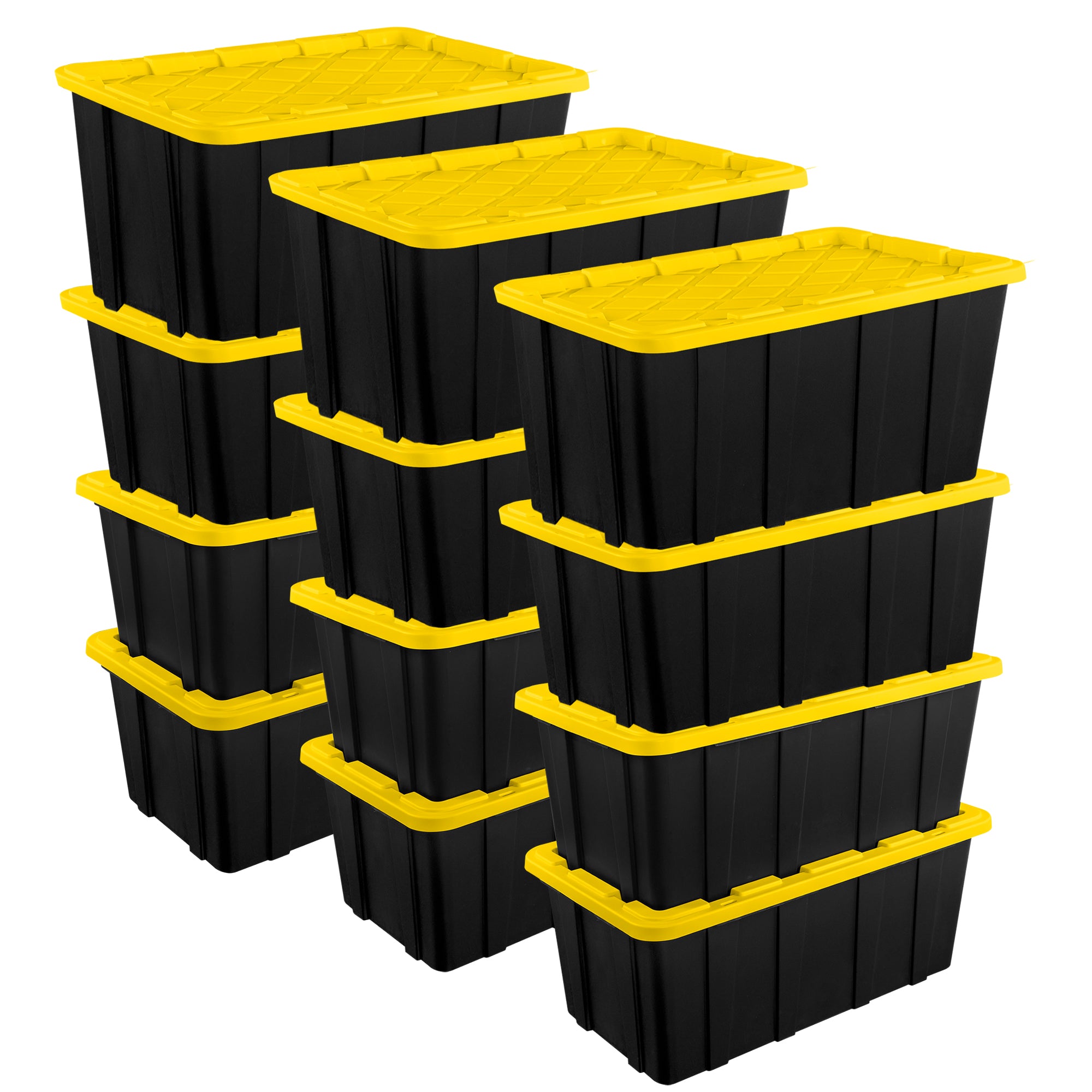 Sterilite 38 Gallon Industrial Stackable Storage Tote Lidded Containers, 12 Pack - VMInnovations