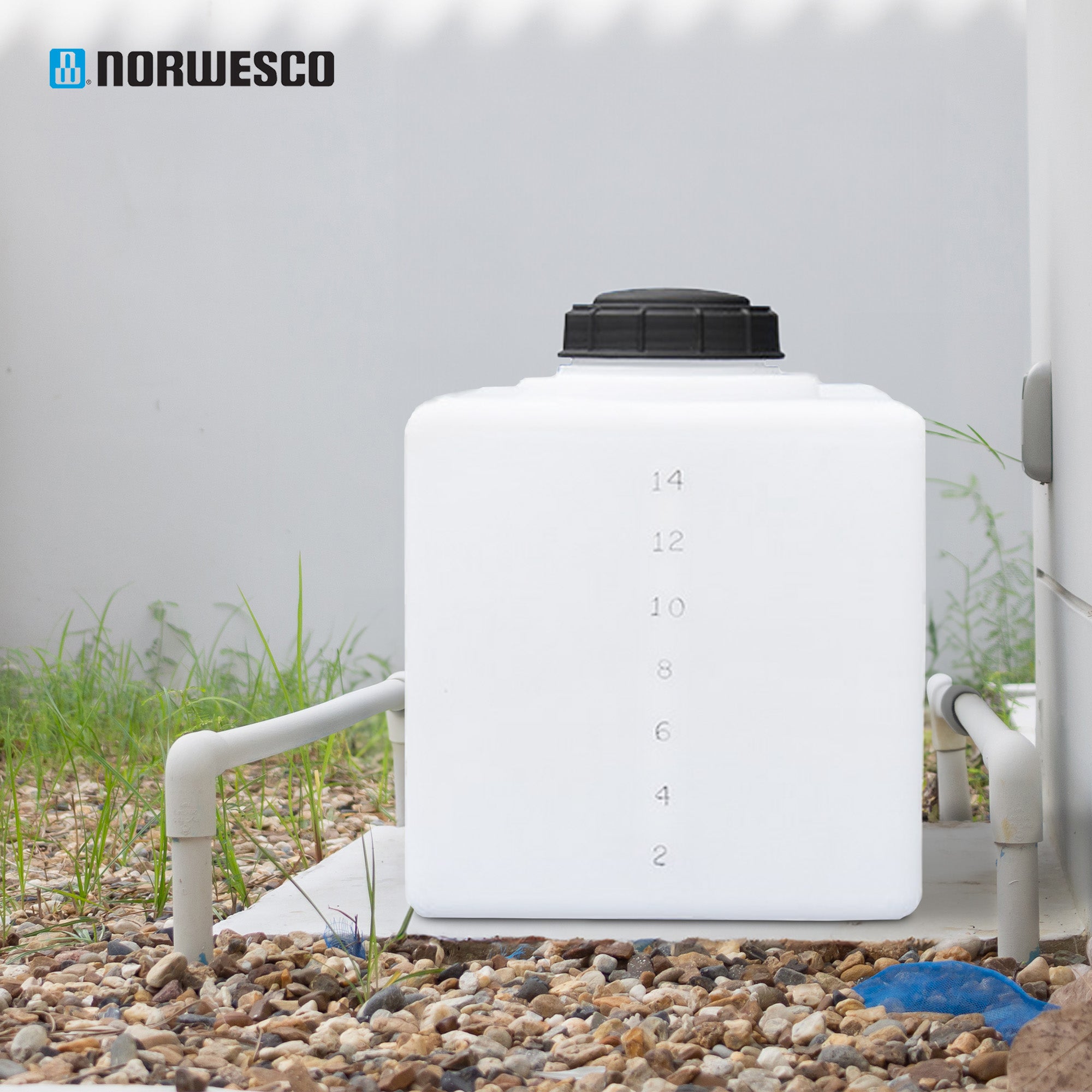Norwesco Flat Bottom Utility Tank for Trailers and Lawn Care, 16 Gallon, White - VMInnovations