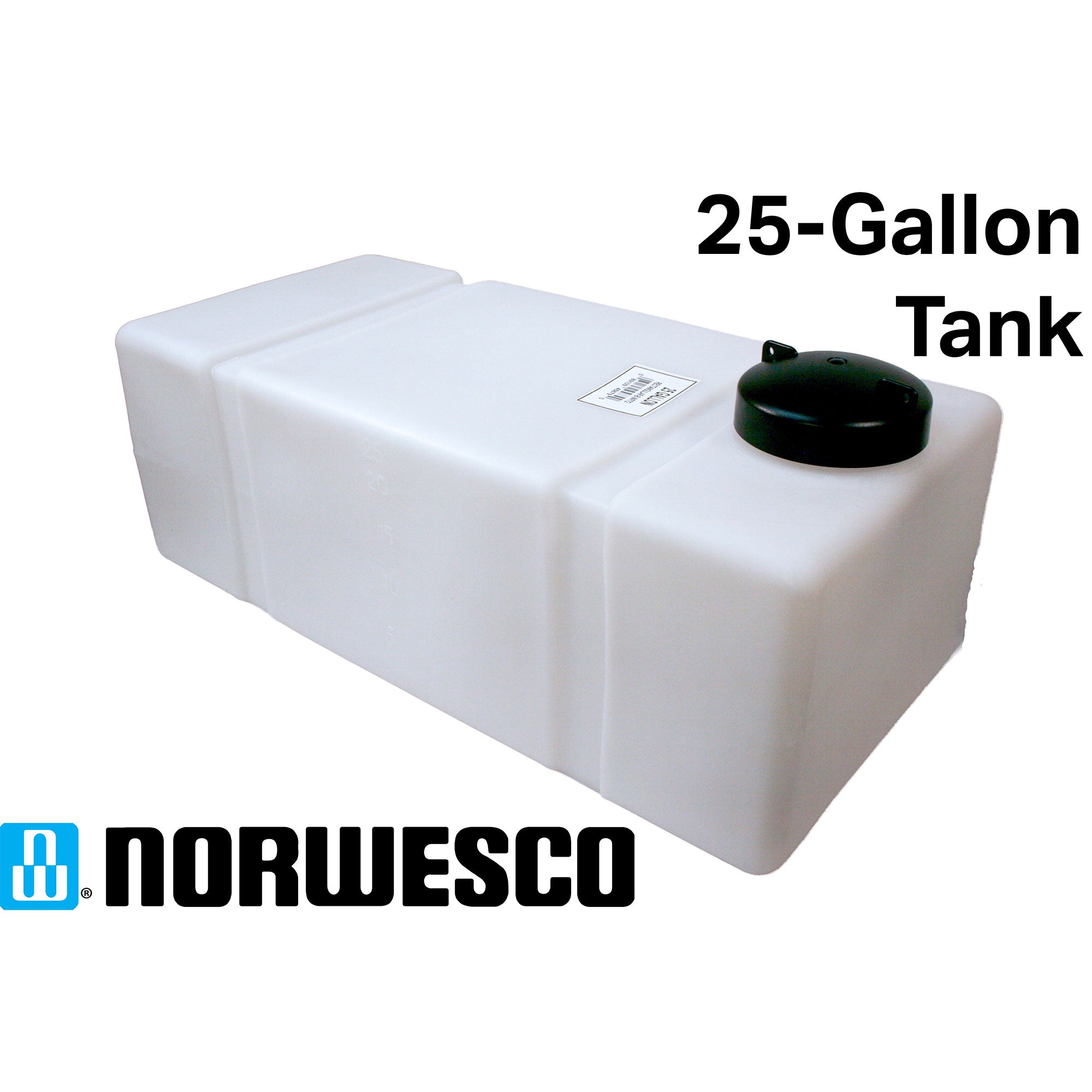 Norwesco 25 Gallon Rectangular Flat Bottom Utility Tank for Lawn Care, White