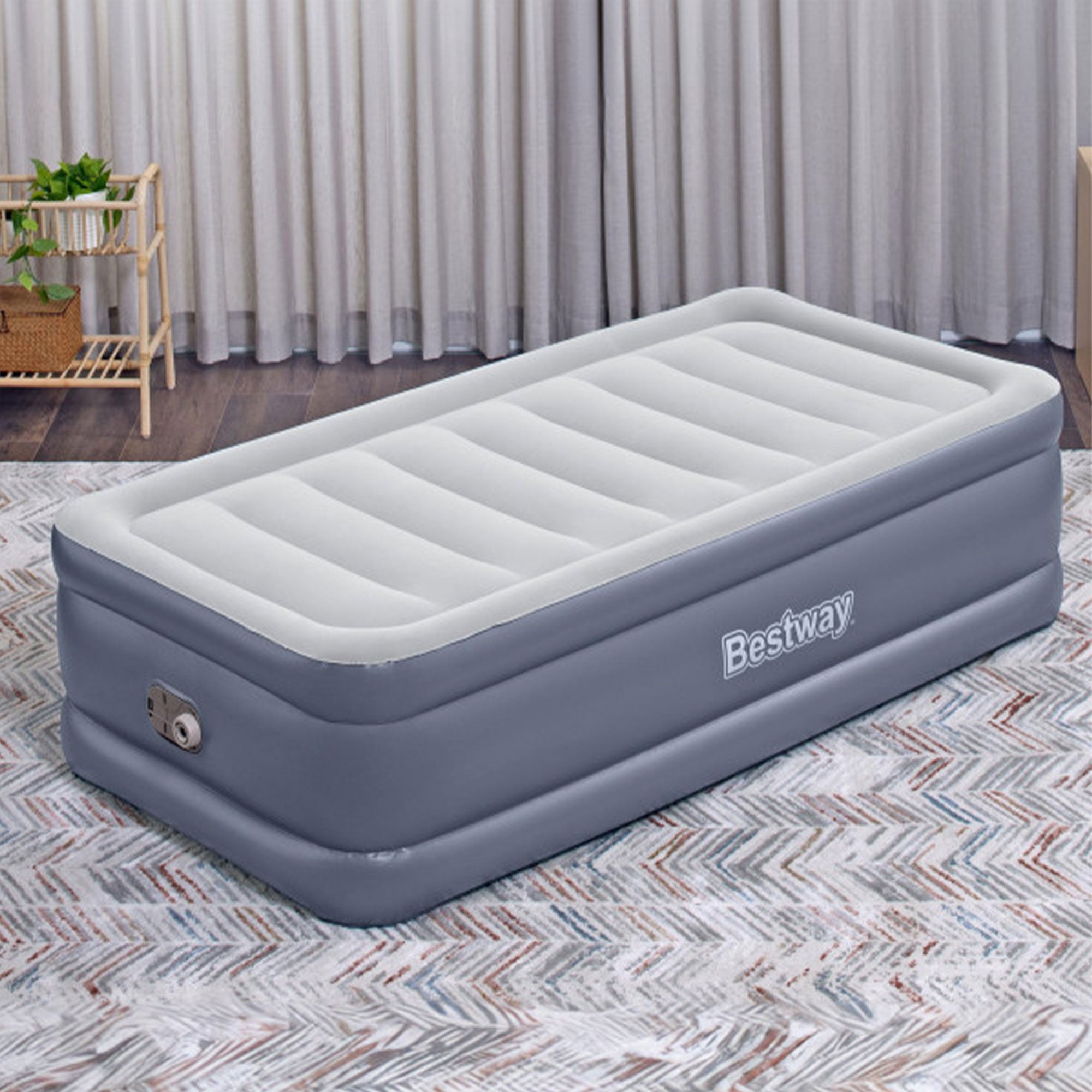 Bestway Air Mattress Inflatable Twin-Sized Bed with Built-In AC Pump (Open Box) - VMInnovations