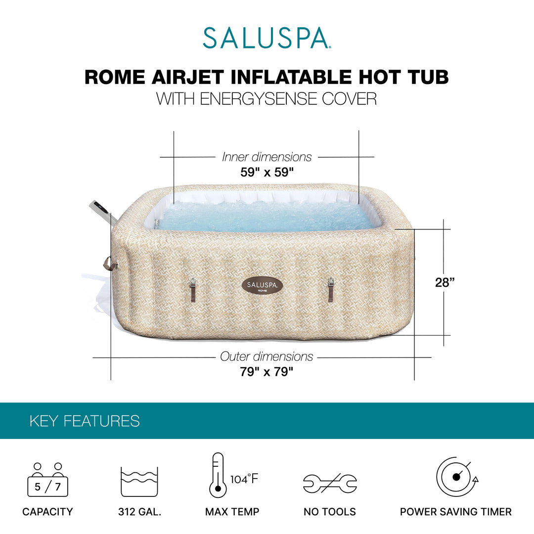 Bestway SaluSpa Rome Smart AirJet Inflatable Hot Tub with EnergySense Cover - VMInnovations