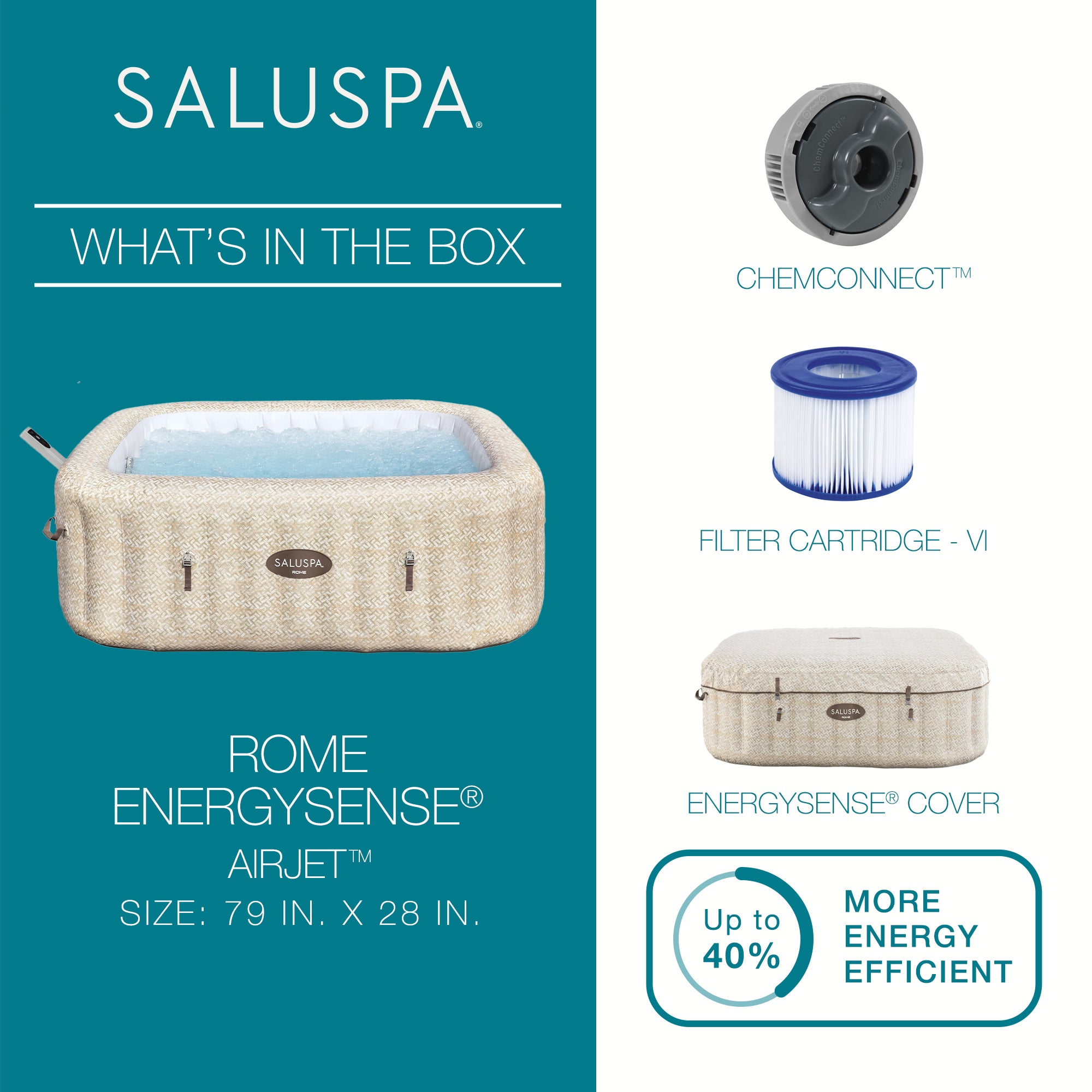 Bestway SaluSpa Smart AirJet Inflatable Hot Tub w/EnergySense Cover (Open Box) - VMInnovations