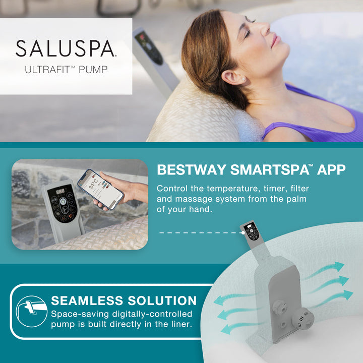 Bestway SaluSpa Rome Smart AirJet Inflatable Hot Tub with EnergySense Cover - VMInnovations