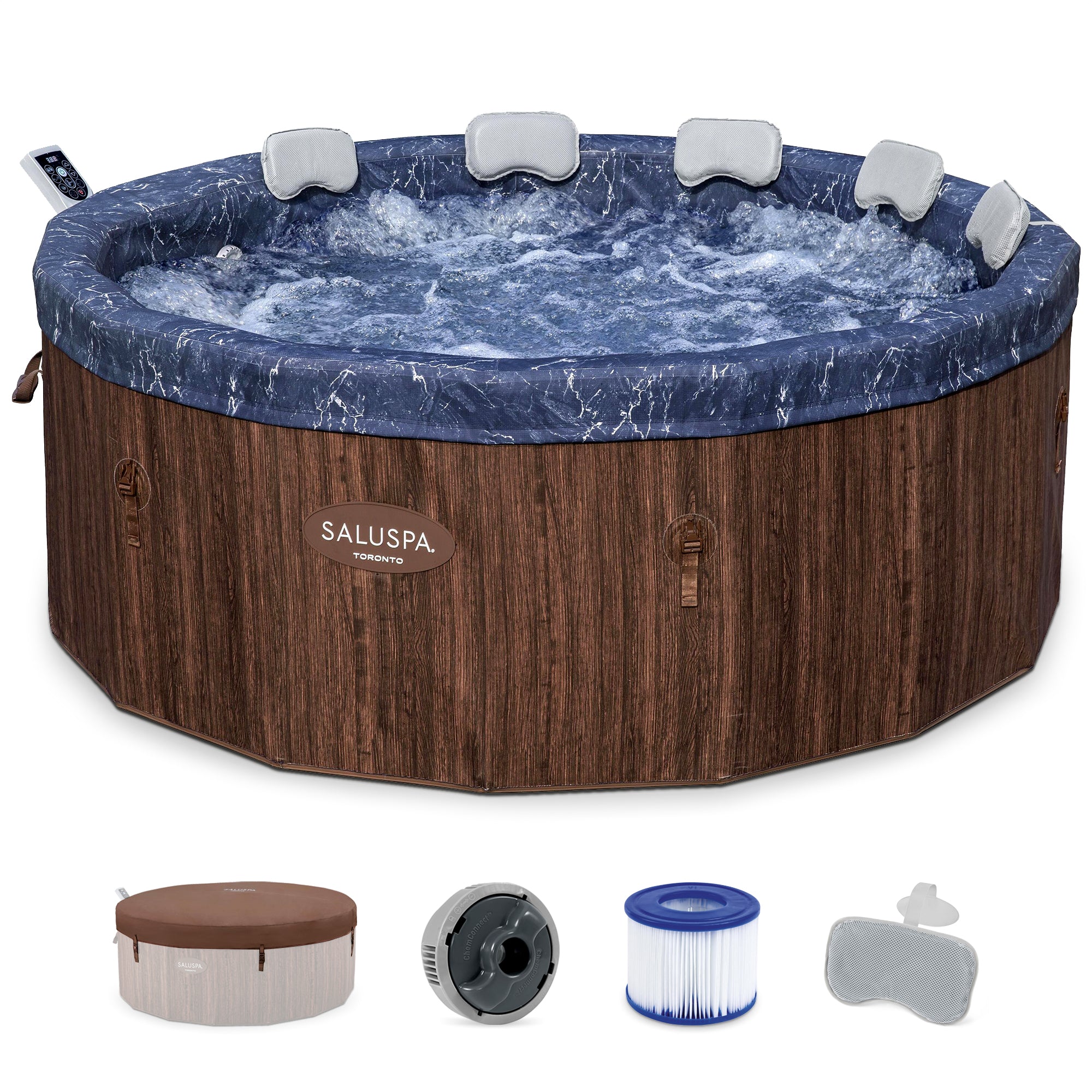 Bestway SaluSpa Toronto 5-7 Person Energy-Efficient AirJet Foam Hot Tub, Brown - VMInnovations