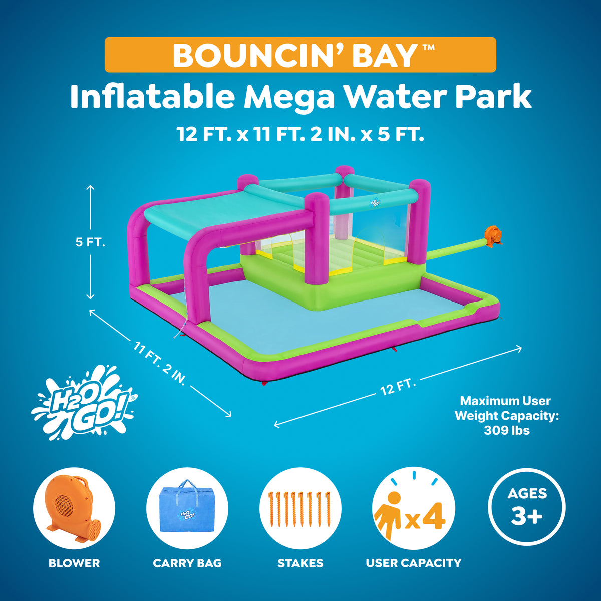 Bestway H2OGO! Bouncin' Bay Kids Inflatable Mega Water Park Outdoor Splash Pool