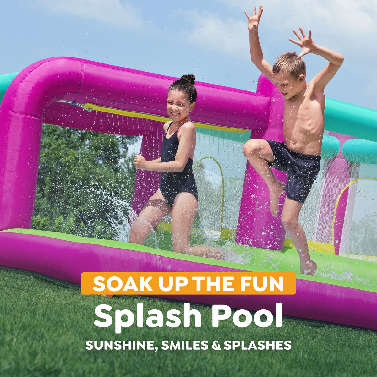 Bestway Bouncin'Bay Kids Inflatable Mega Water Park Outdoor Splash Pool(Open Box