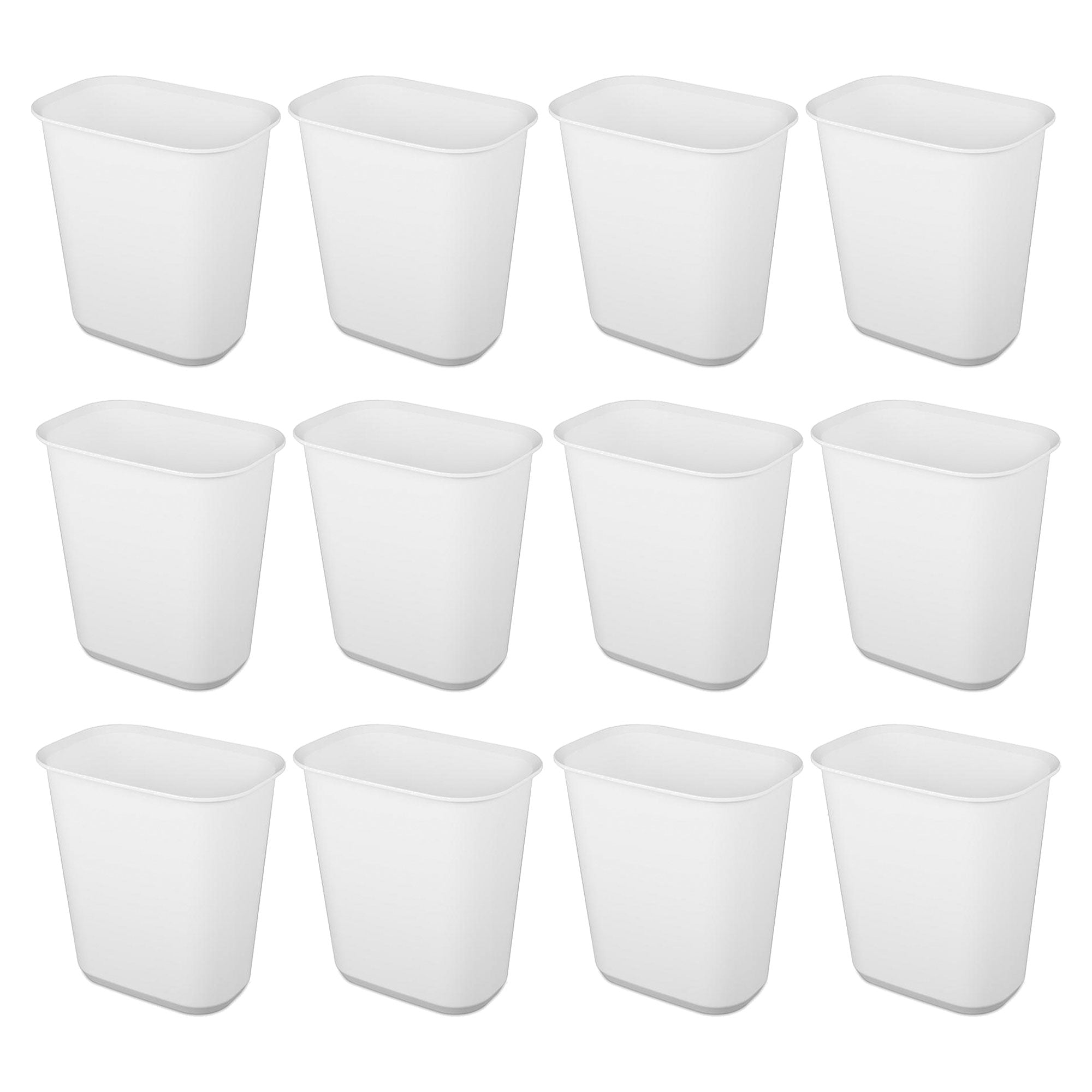 Sterilite Rectangular Wastebasket 5.5 Gallon Open Top Trash Bin, 12 Pack, White - VMInnovations