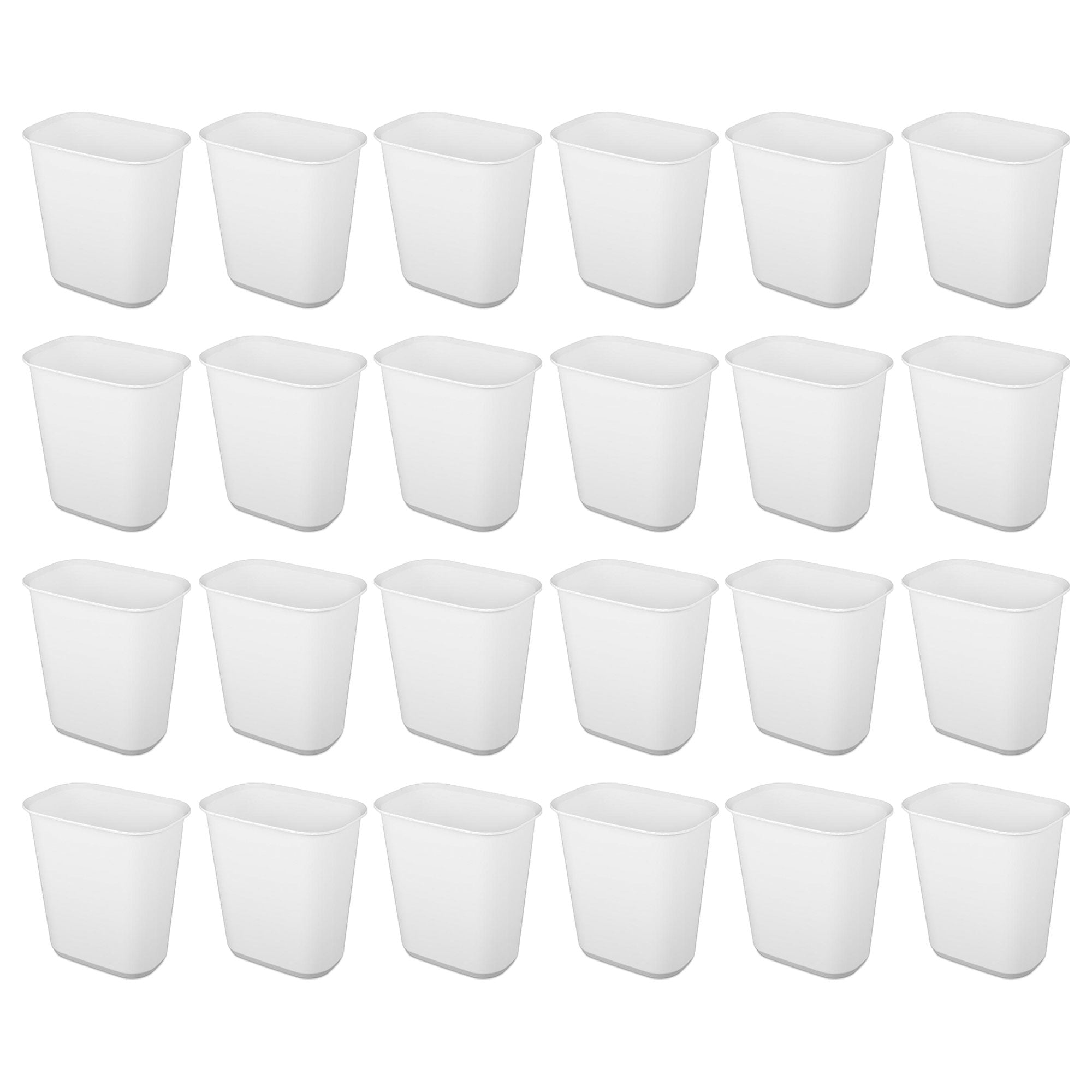 Sterilite Rectangular Wastebasket 5.5 Gallon Open Top Trash Bin, 24 Pack, White - VMInnovations