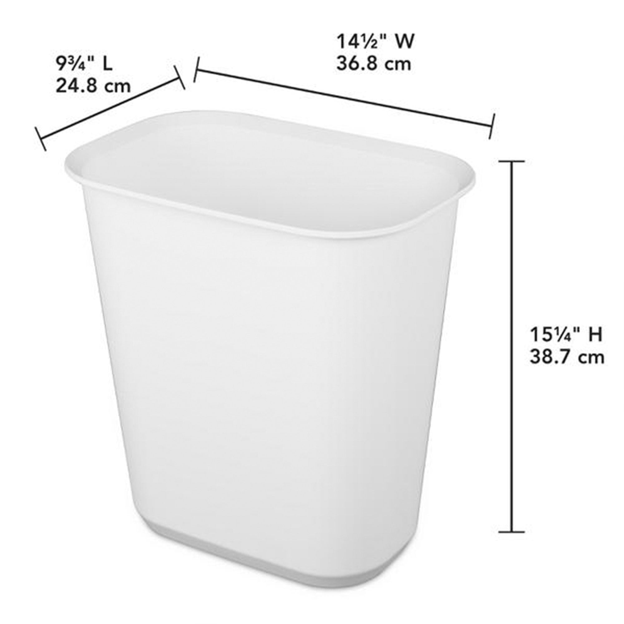 Sterilite Rectangular Wastebasket 5.5 Gallon Open Top Trash Bin, 24 Pack, White - VMInnovations