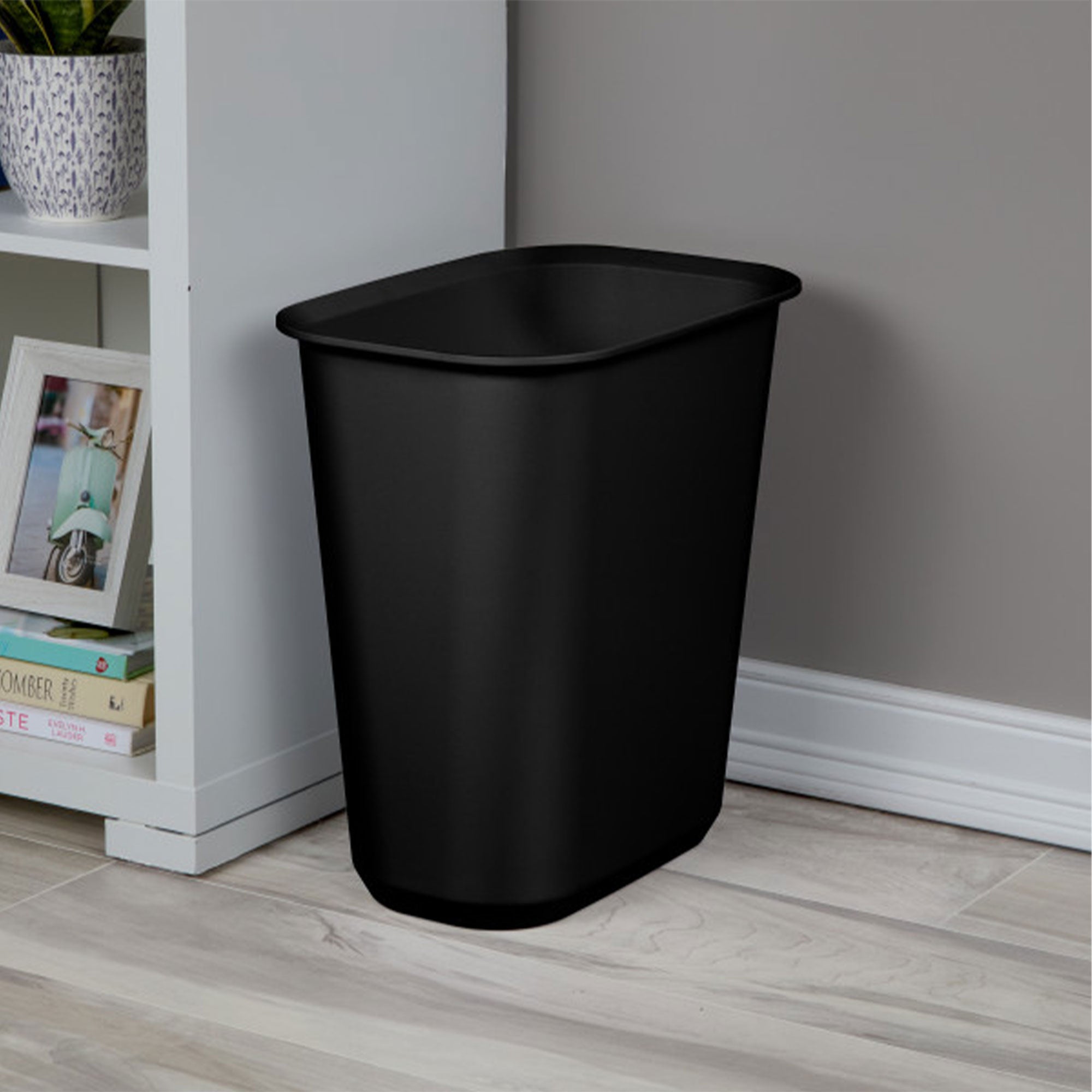 Sterilite Rectangular Wastebasket 5.5 Gallon Open Top Trash Bin, 12 Pack, Black