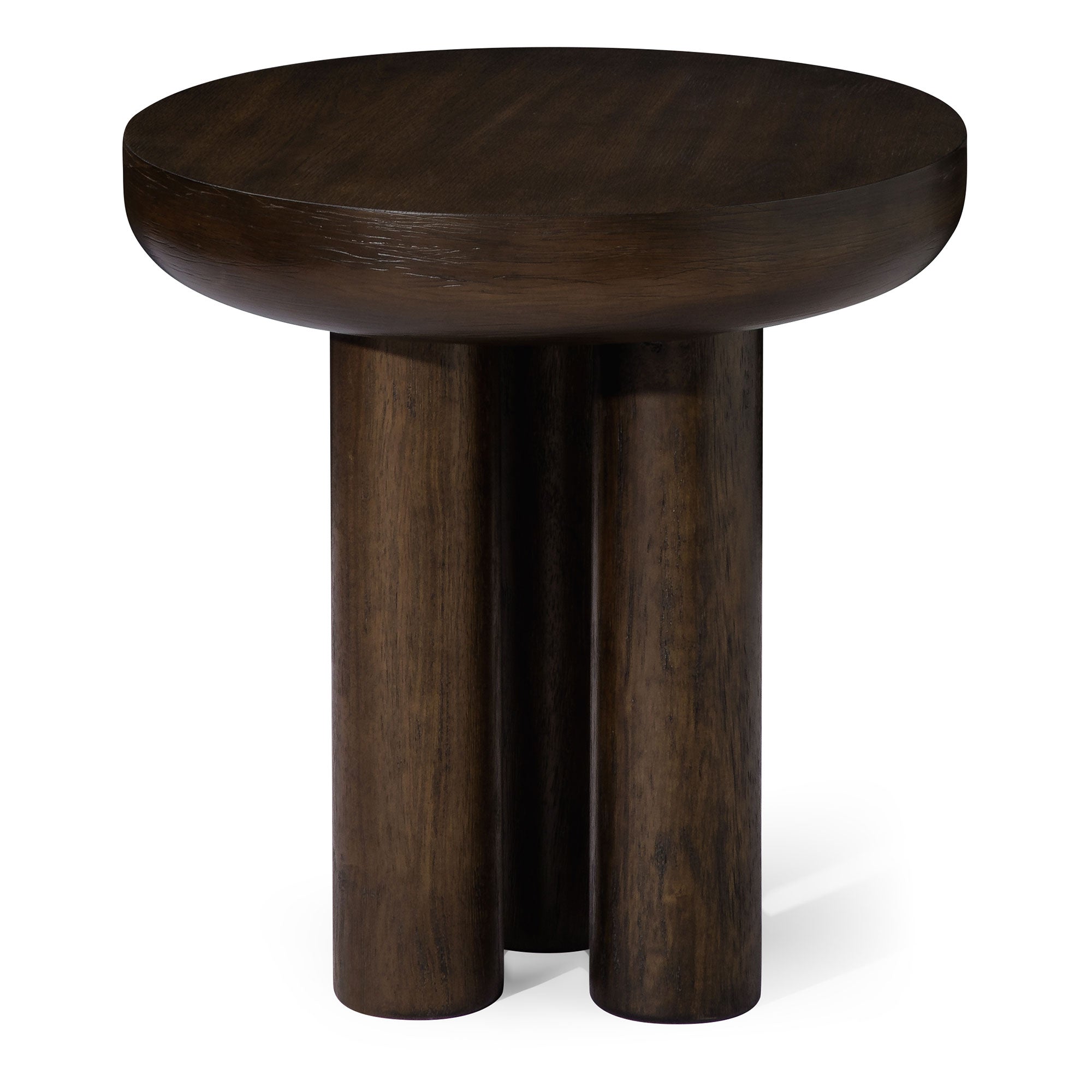 Maven Lane Owen Rustic 19" Round Wooden Side/End Table, Aged Brown (Open Box) - VMInnovations