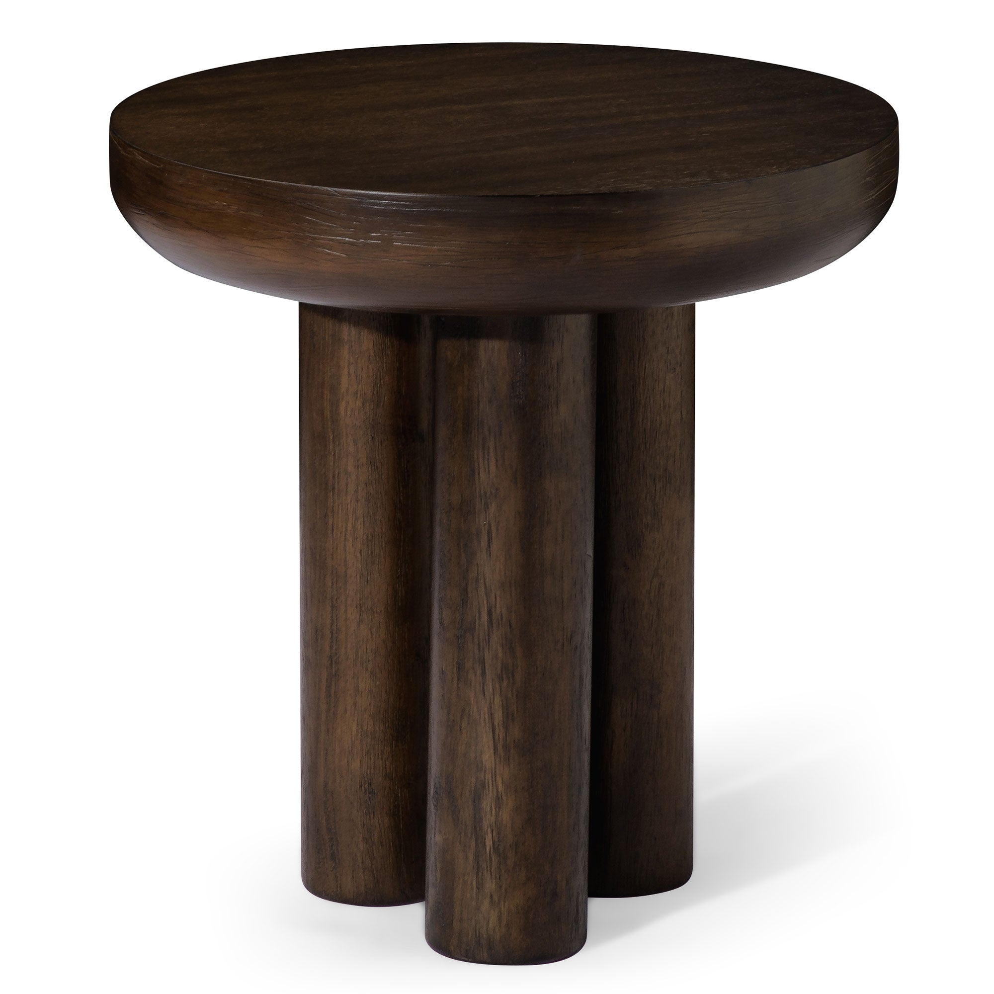 Maven Lane Owen Rustic 19" Round Wooden Side/End Table, Aged Brown (Open Box) - VMInnovations
