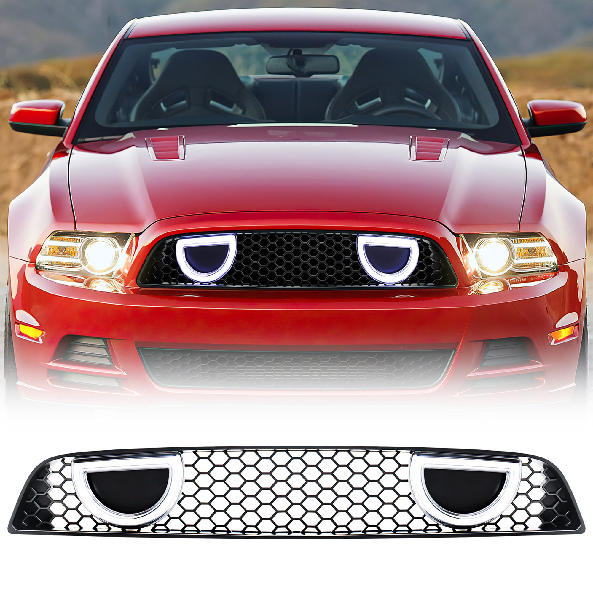 AMERICAN MODIFIED Front Grille for 2013-2014 Ford Mustang GT V6, (Open Box)