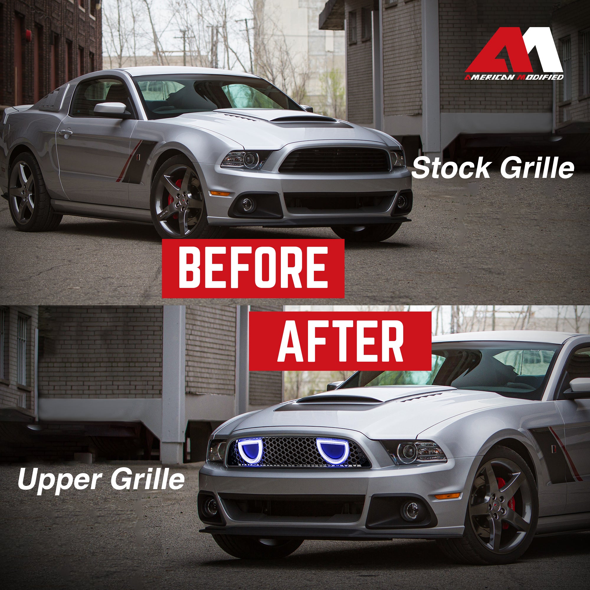 AMERICAN MODIFIED Mustang Upper Grille fits 2013-14 Ford Mustang GT V6(Open Box) - VMInnovations