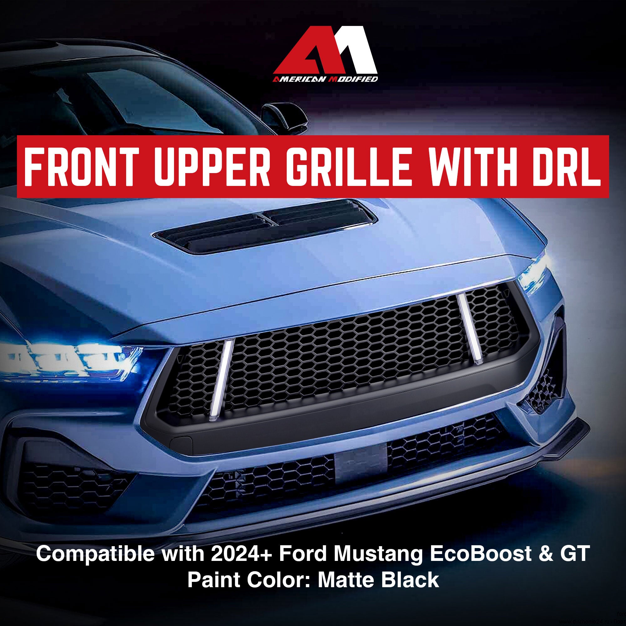 AMERICAN MODIFIED GT Style Front Grille w/LED DRL for 2024+ Mustang GT(Open Box)