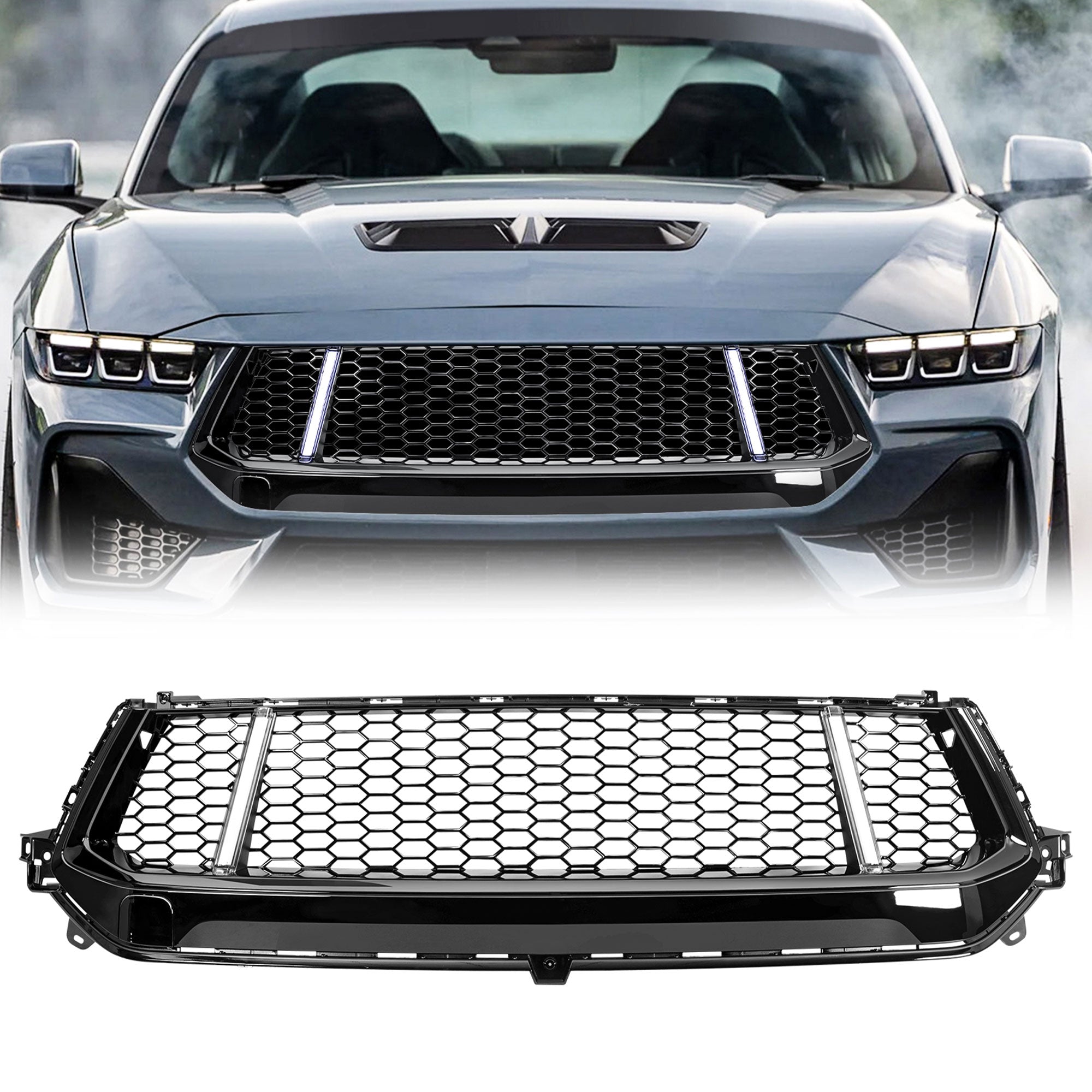 AMERICAN MODIFIED Front Grille w/LED DRL for 2024+ Mustang EcoBoost/GT(Open Box) - VMInnovations