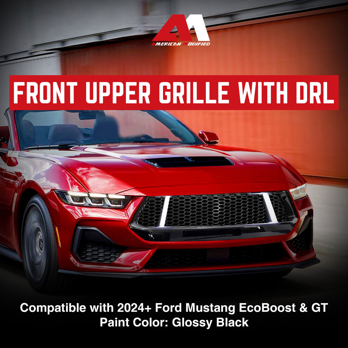 AMERICAN MODIFIED Front Grille w/LED DRL for 2024+ Mustang EcoBoost/GT(Open Box) - VMInnovations
