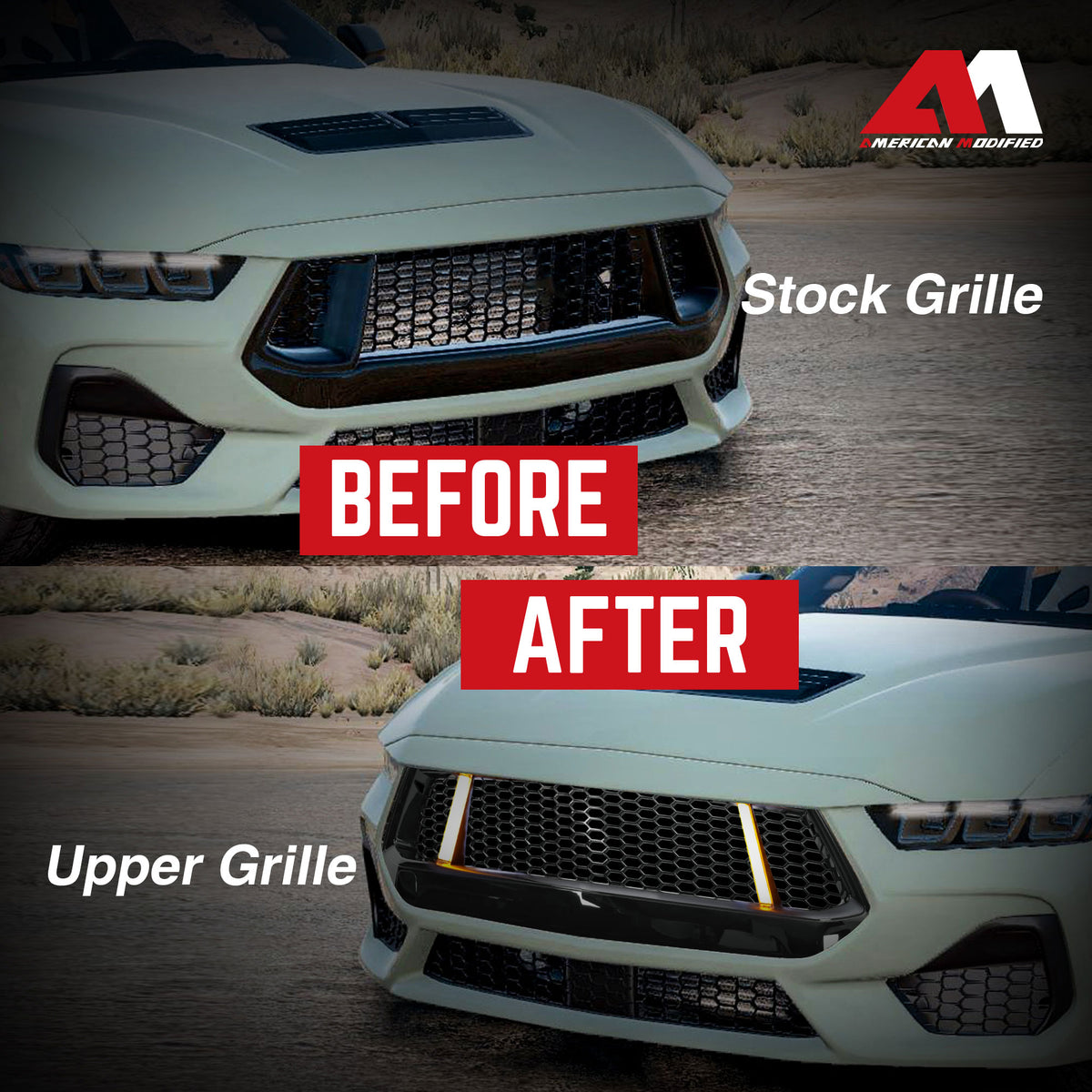 AMERICAN MODIFIED Front Grille w/LED DRL for 2024+ Mustang EcoBoost/GT(Open Box) - VMInnovations