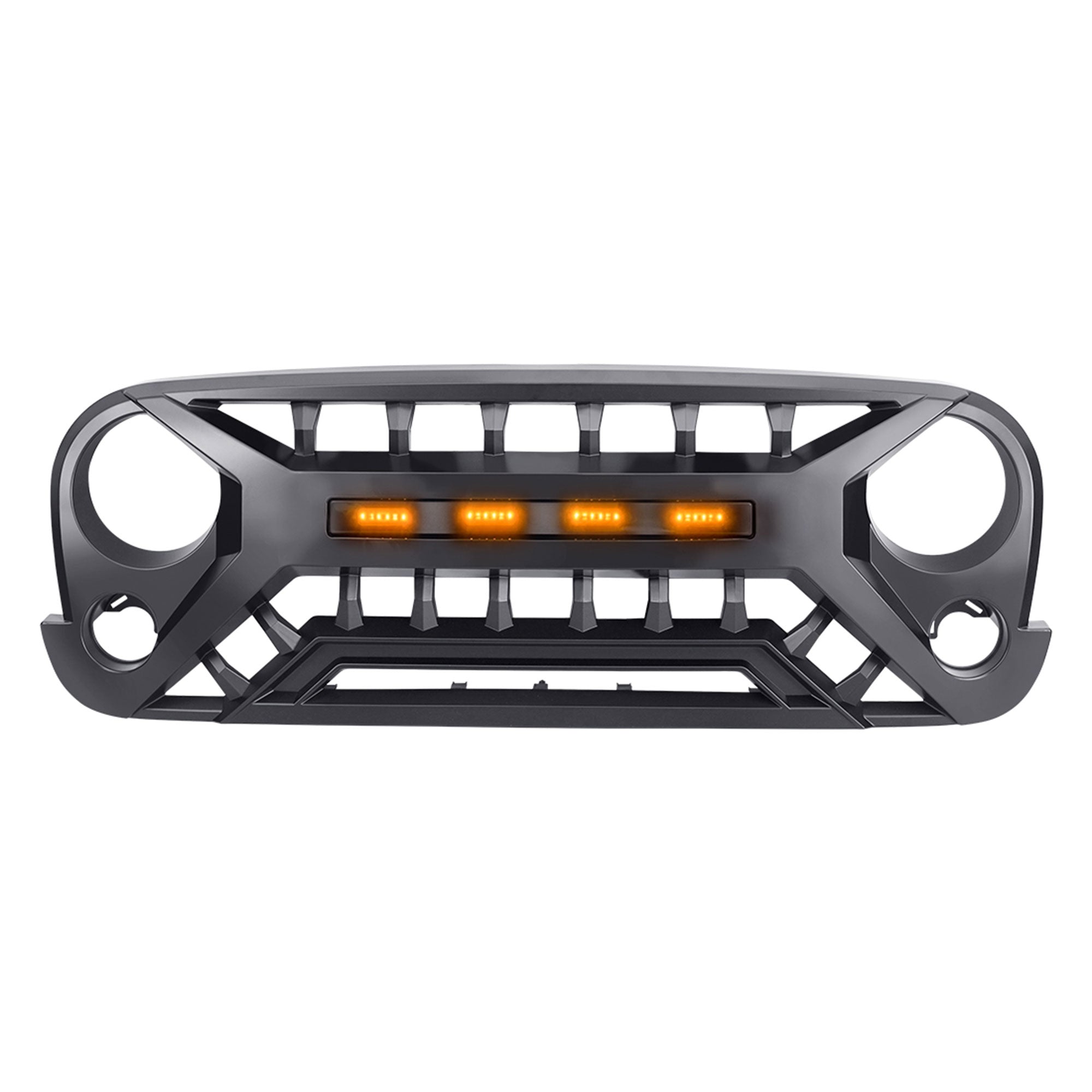 AMERICAN MODIFIED Grille w/Amber Lights, 07-08 Jeep Wrangler JK, Black(Open Box) - VMInnovations
