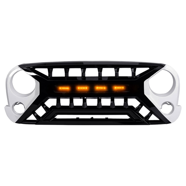 AMERICAN MODIFIED Armor Grille 07-18 Jeep Wrangler JK w/ Amber LED, White/Black - VMInnovations