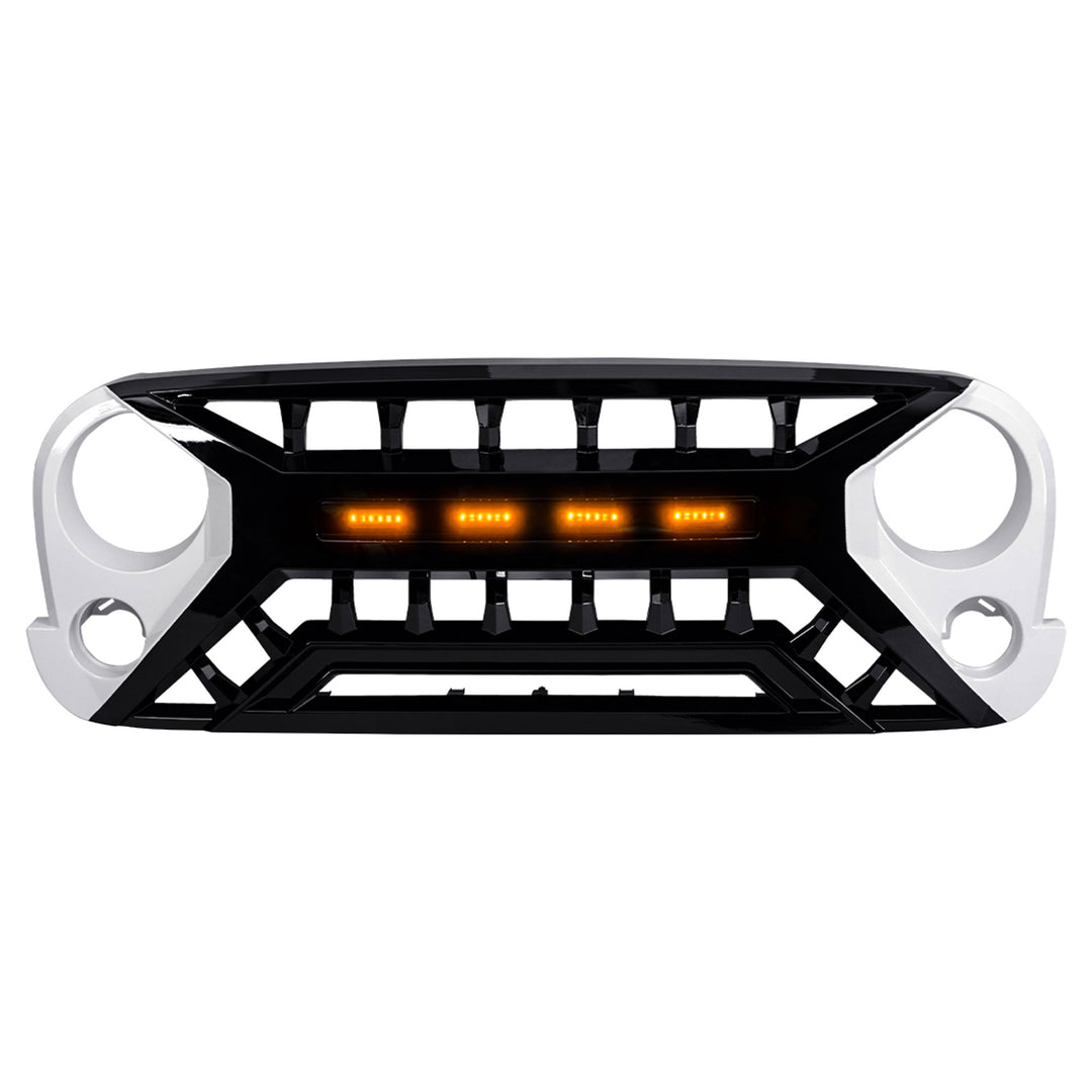 AMERICAN MODIFIED Armor Grille 07-18 Jeep Wrangler JK w/ Amber LED, White/Black - VMInnovations