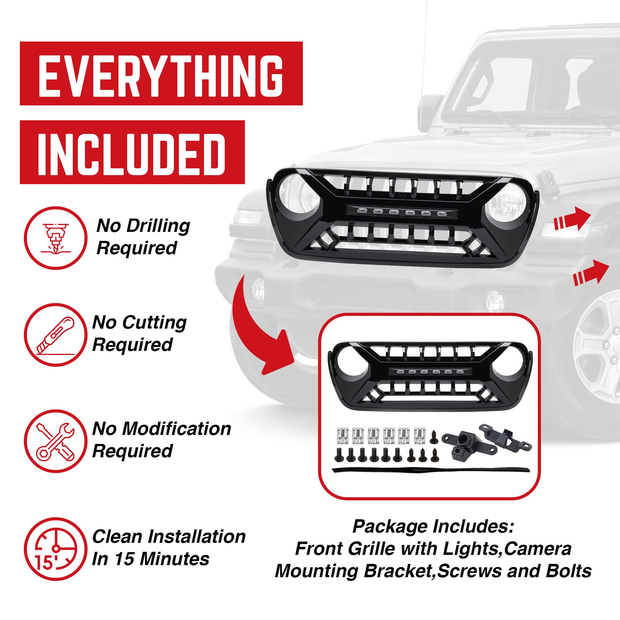 AMERICAN MODIFIED w/Lights for 18-23 Jeep Wrangler JL & Gladiator JT (Open Box) - VMInnovations