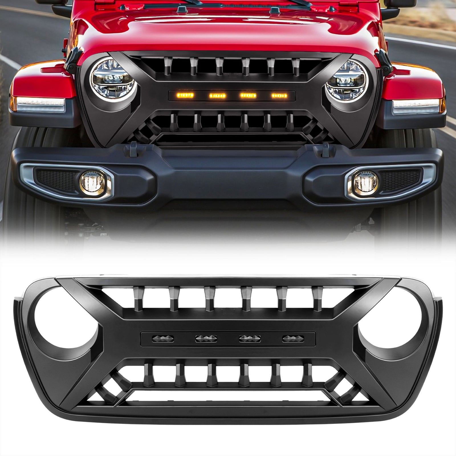 AMERICAN MODIFIED Grille w/Lights for 2018-2023 Jeep Wrangler JL & Gladiator JT - VMInnovations