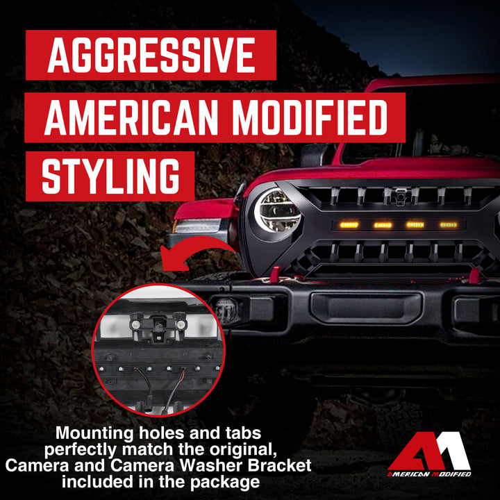 AMERICAN MODIFIED Grille w/Lights for 2018-2023 Jeep Wrangler JL & Gladiator JT - VMInnovations