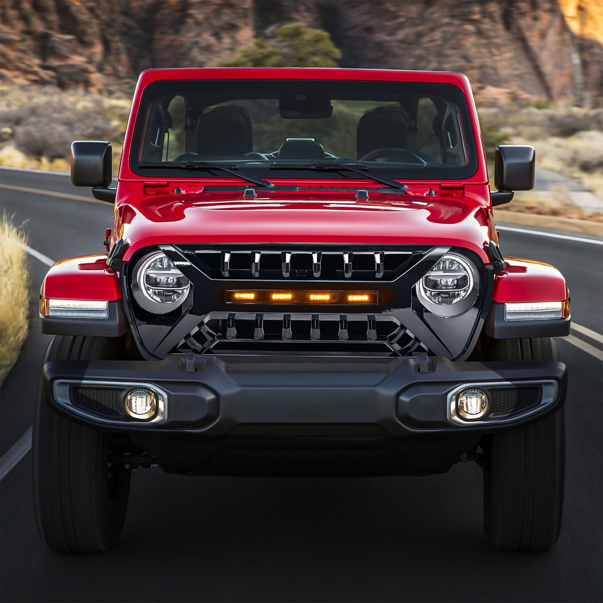 AMERICAN MODIFIED Grille w/Lights for 2018-2023 Jeep Wrangler JL & Gladiator JT - VMInnovations