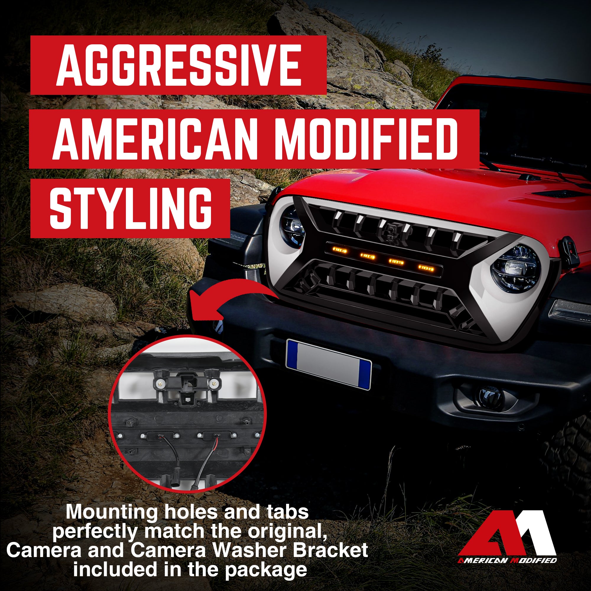 AMERICAN MODIFIED w/Lights for 18-23 Jeep Wrangler JL & Gladiator JT (Open Box) - VMInnovations