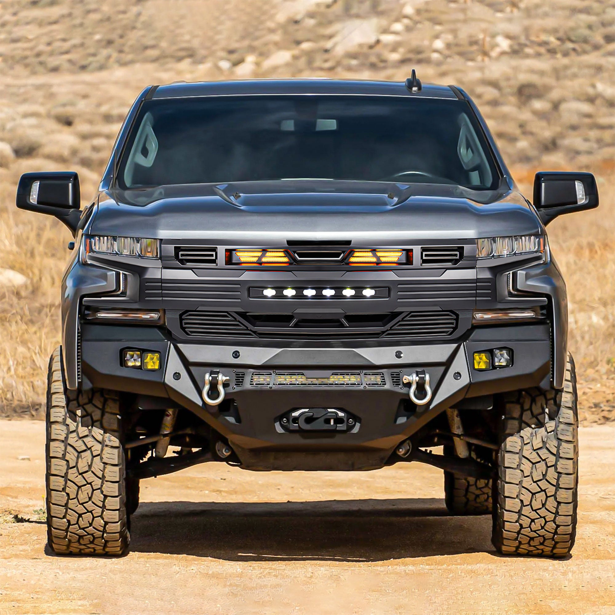 AMERICAN MODIFIED Armor Grille for 2019-2021 Chevy Silverado 1500, Matte Black - VMInnovations