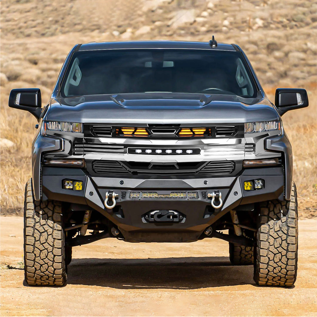 AMERICAN MODIFIED LED Grille w/ LEDs for 19-21 Chevy Silverado 1500, Chrome - VMInnovations
