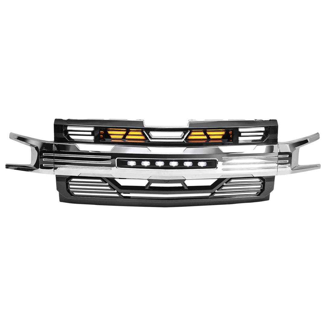 AMERICAN MODIFIED LED Grille w/ LEDs for 19-21 Chevy Silverado 1500, Chrome - VMInnovations