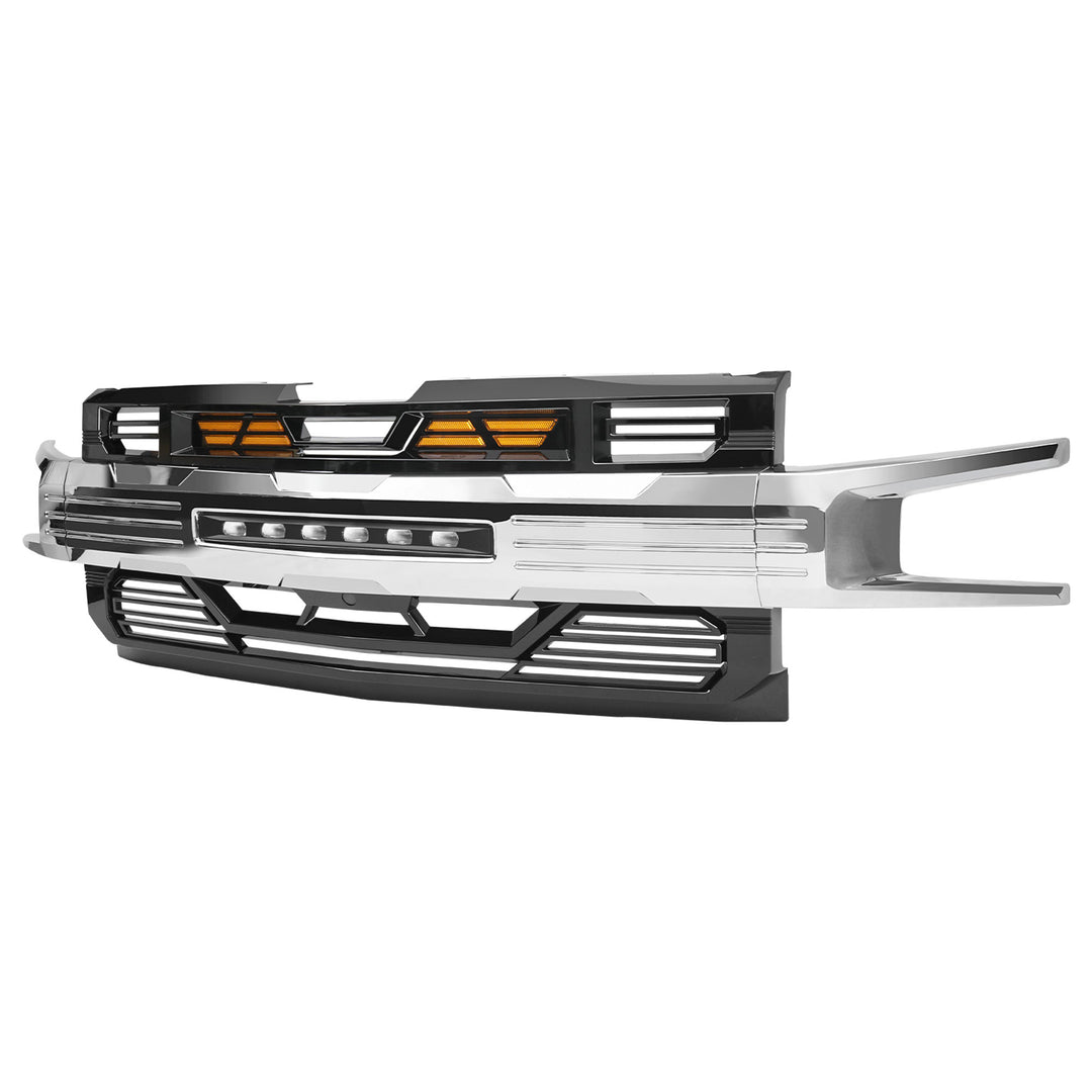 AMERICAN MODIFIED LED Grille w/ LEDs for 19-21 Chevy Silverado 1500, Chrome - VMInnovations
