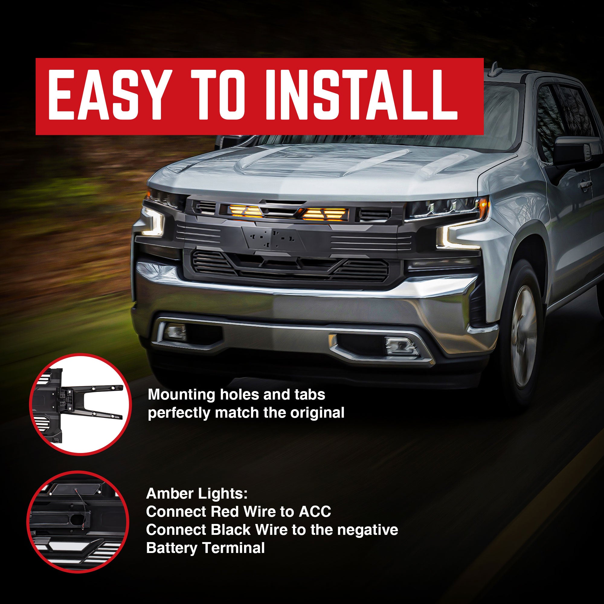 American Modified Armor Grille for 2019-21 Chevy Silverado 1500 Black(Open Box) - VMInnovations