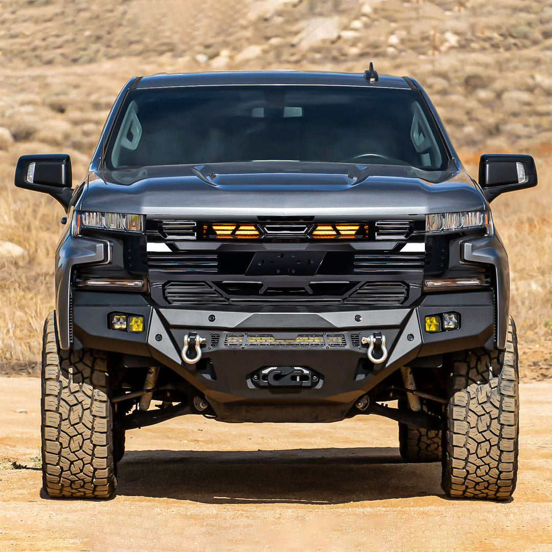 American Modified Armor Grille for 2019-2021 Chevy Silverado 1500, Glossy Black - VMInnovations