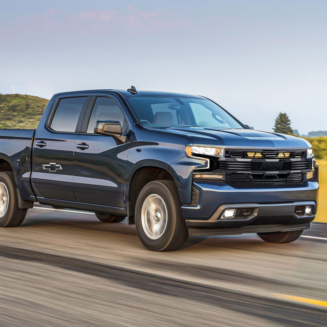American Modified Armor Grille for 2019-2021 Chevy Silverado 1500, Glossy Black - VMInnovations