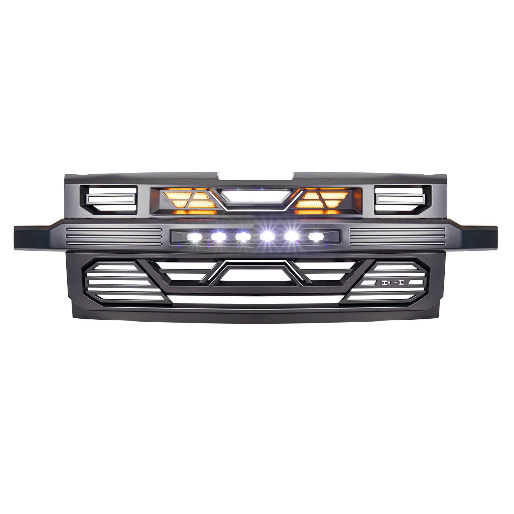 AMERICAN MODIFIED Grille w/ Lights for 19-21 Chevy Silverado 1500, Matte Black - VMInnovations