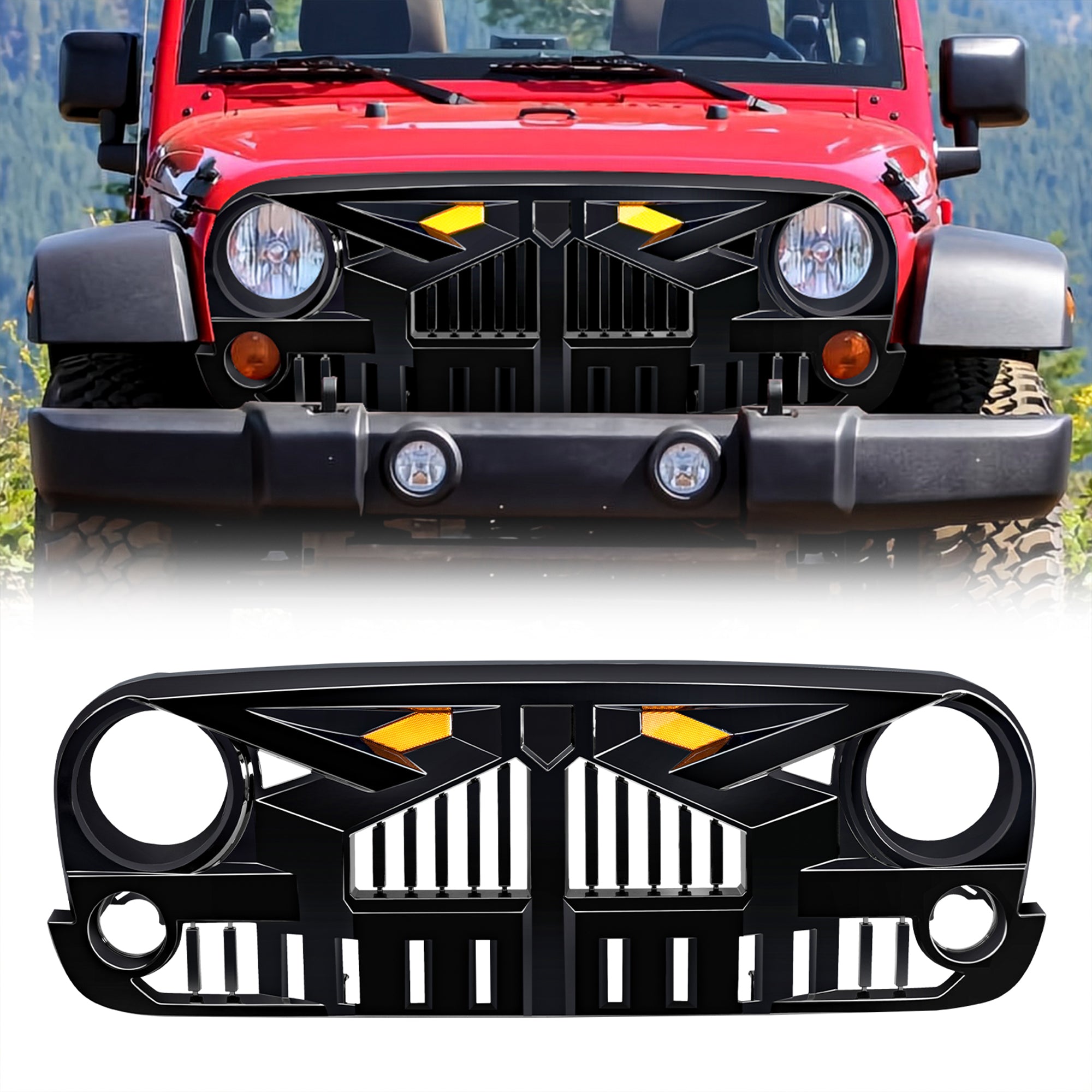 AMERICAN MODIFIED 07-18 Jeep Wrangler JK w/Amber LED, Glossy Black (Open Box) - VMInnovations