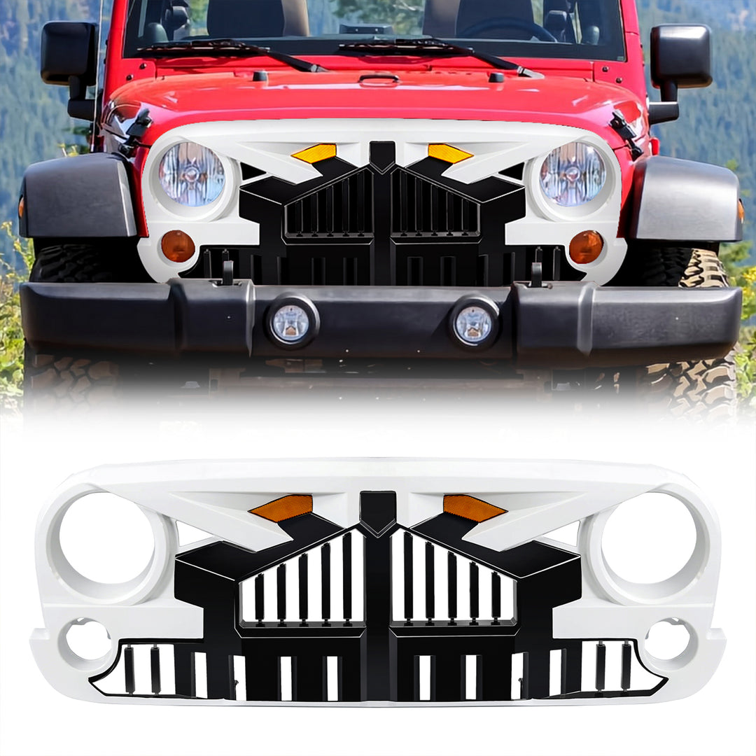 AMERICAN MODIFIED Empire Grille 07-18 Jeep Wrangler JK w/ Amber LED, White Black - VMInnovations