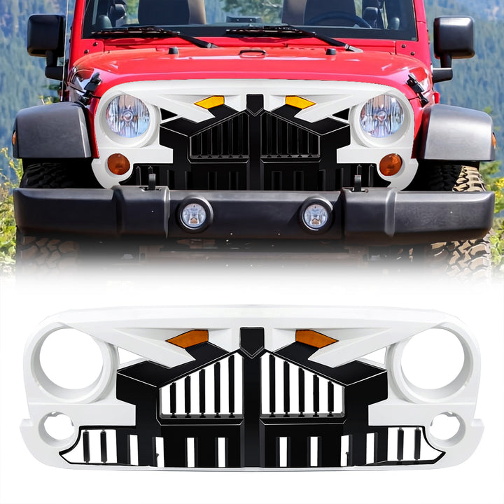 AMERICAN MODIFIED Empire Grille 07-18 Jeep Wrangler JK w/ Amber LED, White Black - VMInnovations