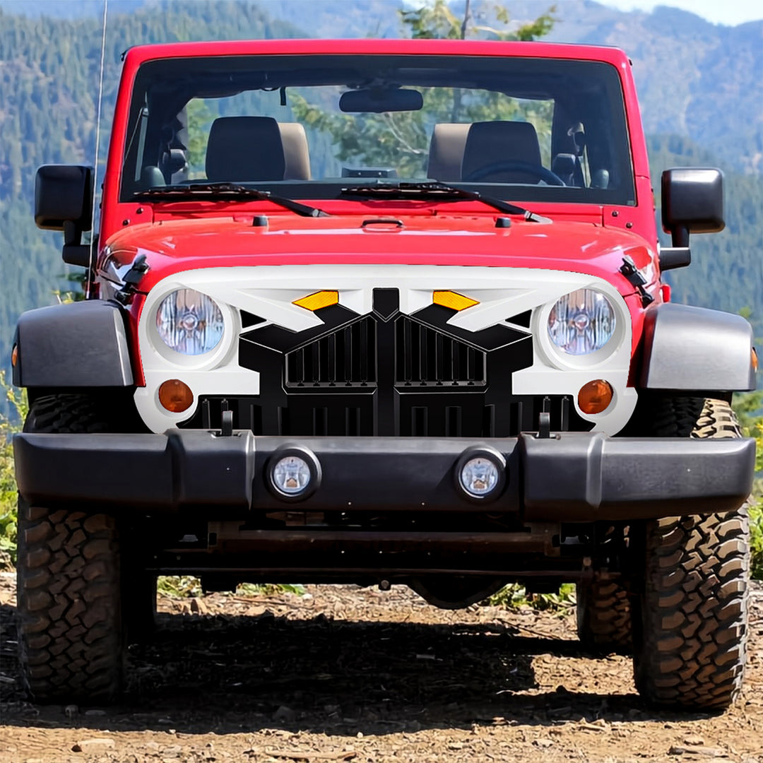 AMERICAN MODIFIED Empire Grille 07-18 Jeep Wrangler JK w/ Amber LED, White Black - VMInnovations