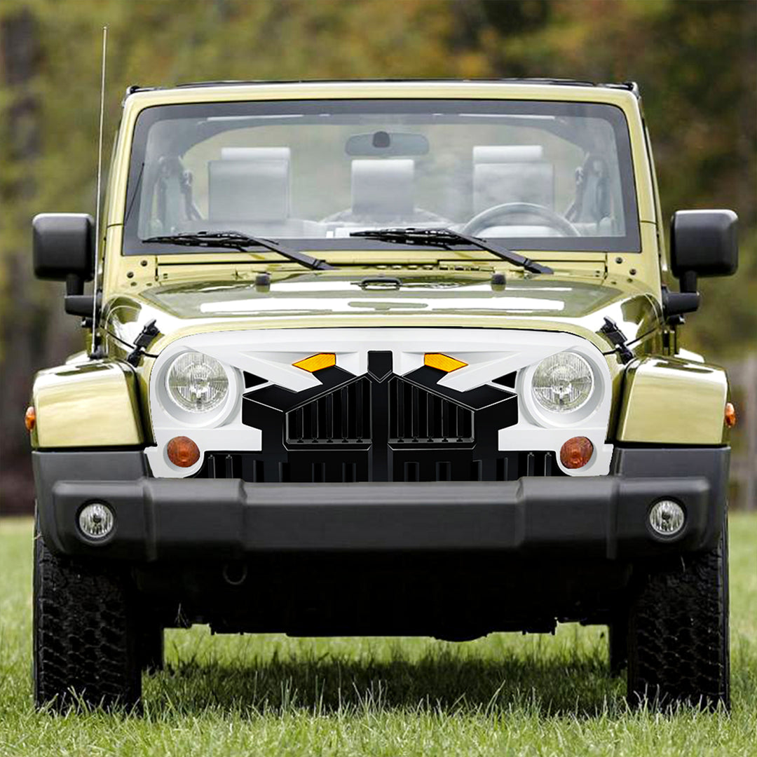 AMERICAN MODIFIED Empire Grille 07-18 Jeep Wrangler JK w/ Amber LED, White Black - VMInnovations
