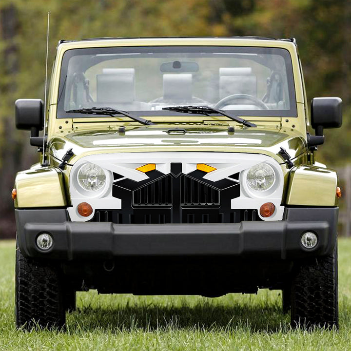 AMERICAN MODIFIED Empire Grille 07-18 Jeep Wrangler JK w/ Amber LED, White Black - VMInnovations