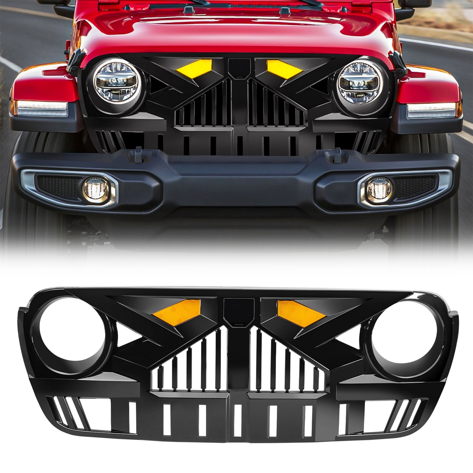 AMERICAN MODIFIED Grille for 2018-2023 Jeep Wrangler JL & Gladiator JT w/Camera - VMInnovations